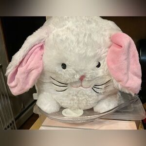 FAB NY: round white bunny with pink floppy bunny ears bank head slot on top head